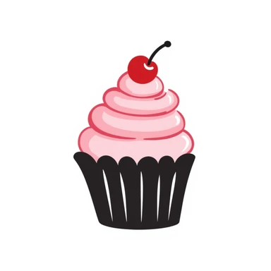 hand drawn doodle style cupcake with pink icing sticker