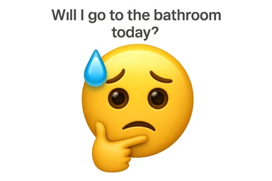 emoji stile iphone che riguarda l'argomento "stipsi/andrò al bagno oggi?", iperrealistico 4k sticker