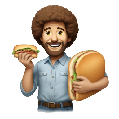 bob ross holding a sandwhich sticker