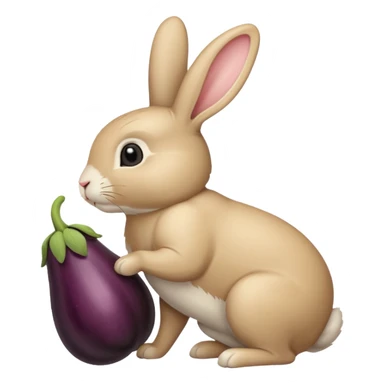 Un lapin beige avec une aubergine sur la tête sticker