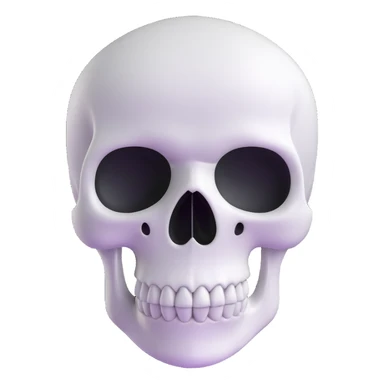 A cute, white-colored skull with soft, rounded features and a friendly expression, looking whimsical not frightening sticker