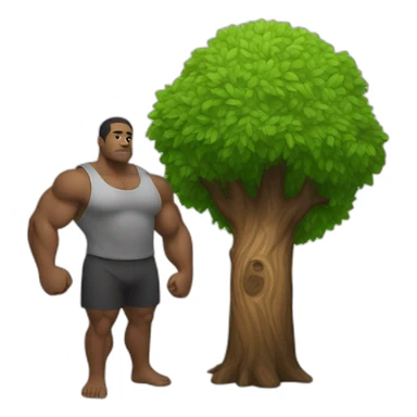 A strong big man with Tree in his arm sticker