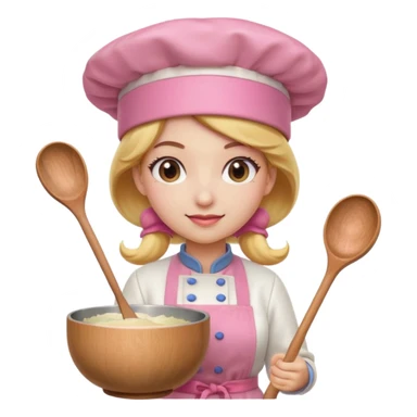 Pink chef hat princess peach with a hand and spoon  sticker