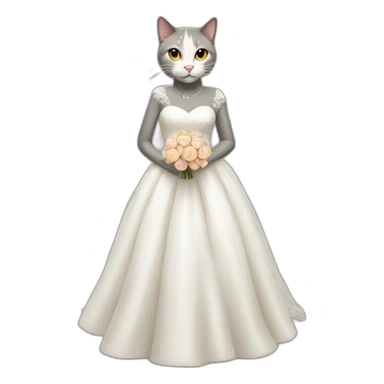 cat wears wedding dress sticker