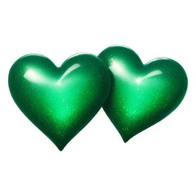 Two dark green hearts with a sparkle sticker