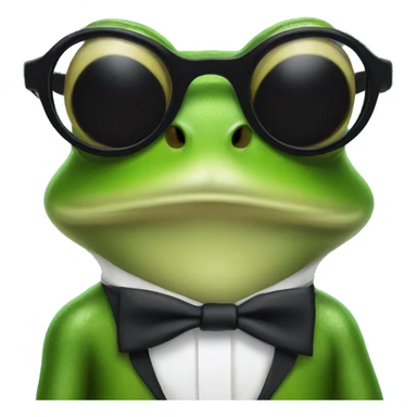 Frog wearing sunglasses wearing a black tie sticker