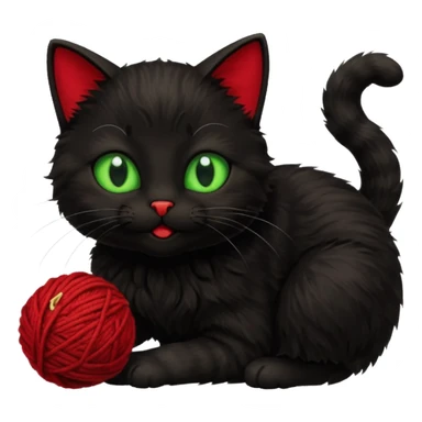 happy black cat playing with small ball of wool sticker