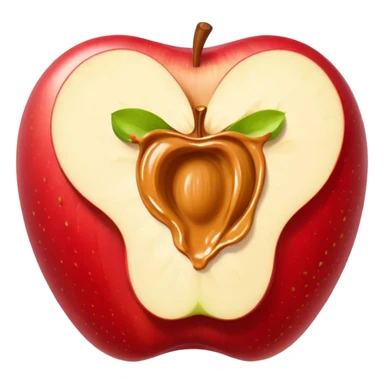 sliced apple with peanutbutter sticker