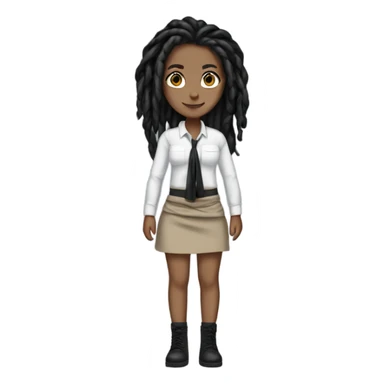 Tan girl with black locs dark white tied shirt black skirt full body sticker