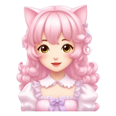 Shiny Blushing Cute Kawaii Beautiful Pastel Lolita Anime Catgirl Trending Style Cottagecore Pastelcore  full body sticker