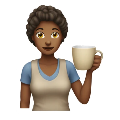 woman holding mug sticker