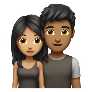 Brown haird asian girl with black haired guy sticker
