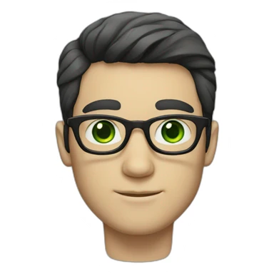 white man with glasses black hair green eyes sticker