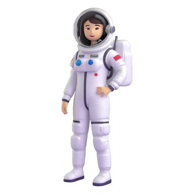 female cosmonaut in full length, standing, space suit, woman astronaut sticker