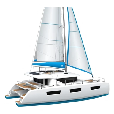 A lagoon 42 catamaran with no wording or letters on the boat. In a solid white background. The whole boat is in frame sticker