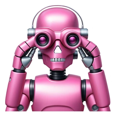 schwarzenegger-looking pink robotic terminator looking through binocular sticker