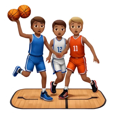 two kids playing basketball at home sticker