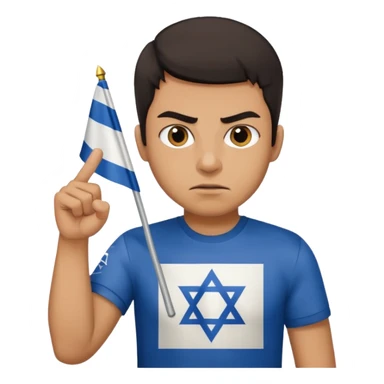 İsrail Bayrak tutan ve çok kızgın bakan adam sevmemiş gibi el hareketi yapıyor sticker
