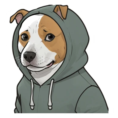 Dog wearing hoodie sticker