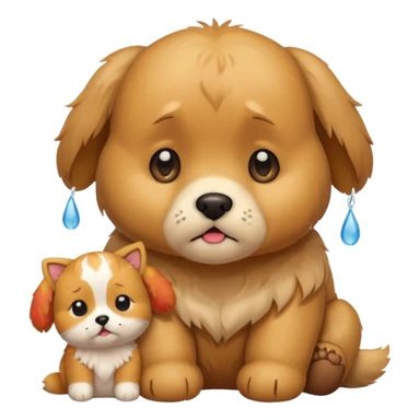 a teddy and a cute dog and cat crying sticker