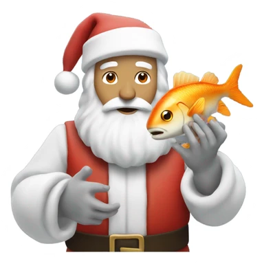 White Santa with fish in his hands  sticker