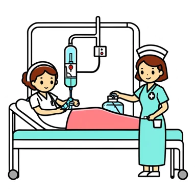 Nurse giving intravenous fluids to a patient sticker