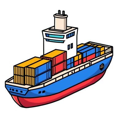Cargo container ship in ocean sticker