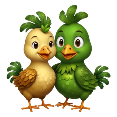 The chicken and the frog hugging sticker