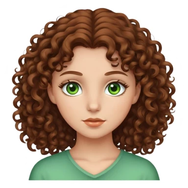 girl with brown curly hair and green eyes sticker