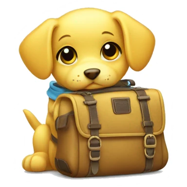 yellow puppy with a schoobag  sticker