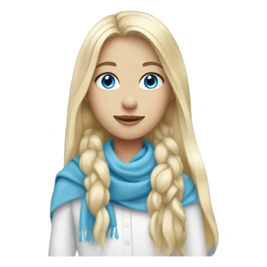 Blonde girl with long hair blue eyes with a white scarf on sticker