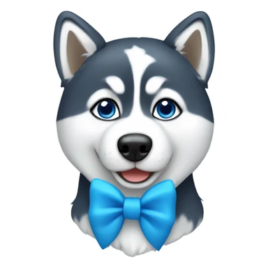 a husky wearing blue bow  sticker