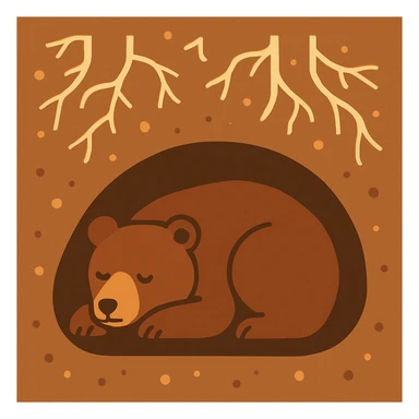 Flat design style brown bear under ground sticker