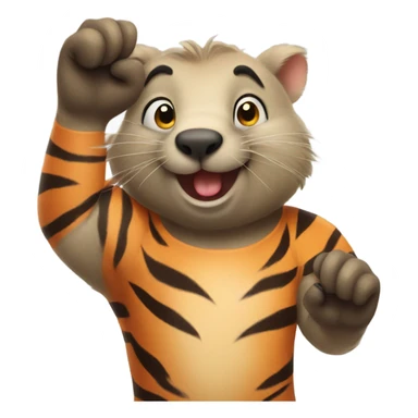 Wombat high fiving tiger sticker