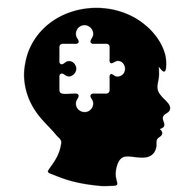 silhouette of a boy’s head with a puzzle piece inside, symbolizing genius sticker