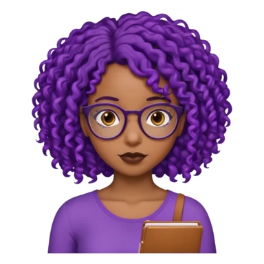 this emoji 🤓 but it’s a black girl with purple black curly hair no shoulders  sticker