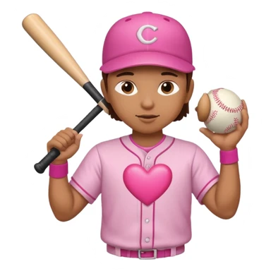 Baseball player hitting a pink heart shaped baseball  sticker
