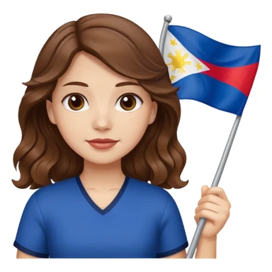 white girl wavy brown hair girl filipino flag sticker
