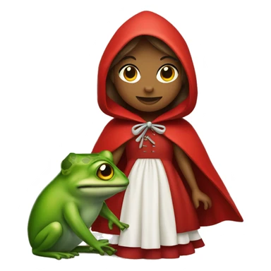 little red riding hood holding a frog sticker