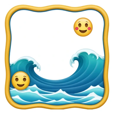 wavy ocean border photo frame, emoji style sticker