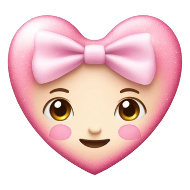 A cute pink baby pink heart with a white bow and sparkly  sticker