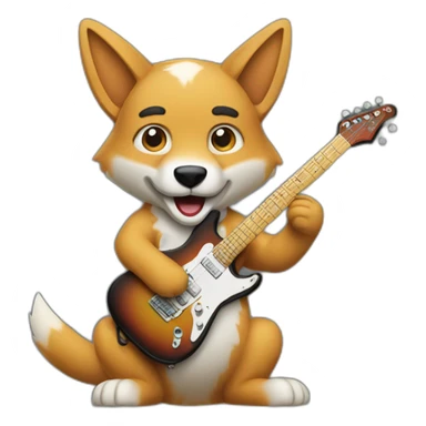 A dingo playing an electric guitar sticker
