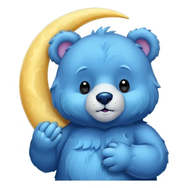 Blue bear holding a moon 🌙🐻 sticker
