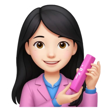long black haired girl kid playing pink colored formula 1 toy sticker