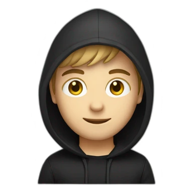 Young white developer with a black hood behind his laptop on a desktop sticker