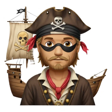 Pirat man standing ship sticker