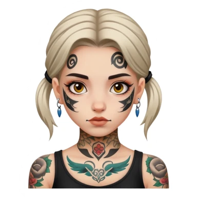 girl with face tattoos, neutral expression sticker