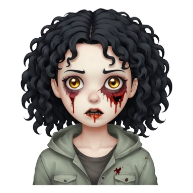 garota zumbi com cabelo cacheado preto sticker