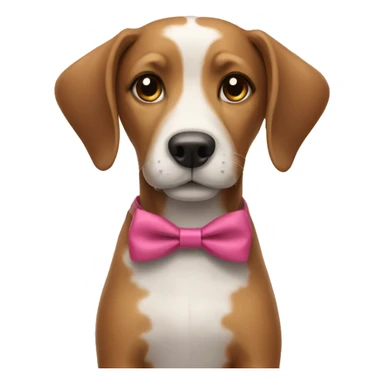 A dog wear a bow sticker