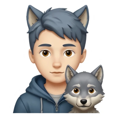 Quiero que me hagas un lobo y mitad niño sticker